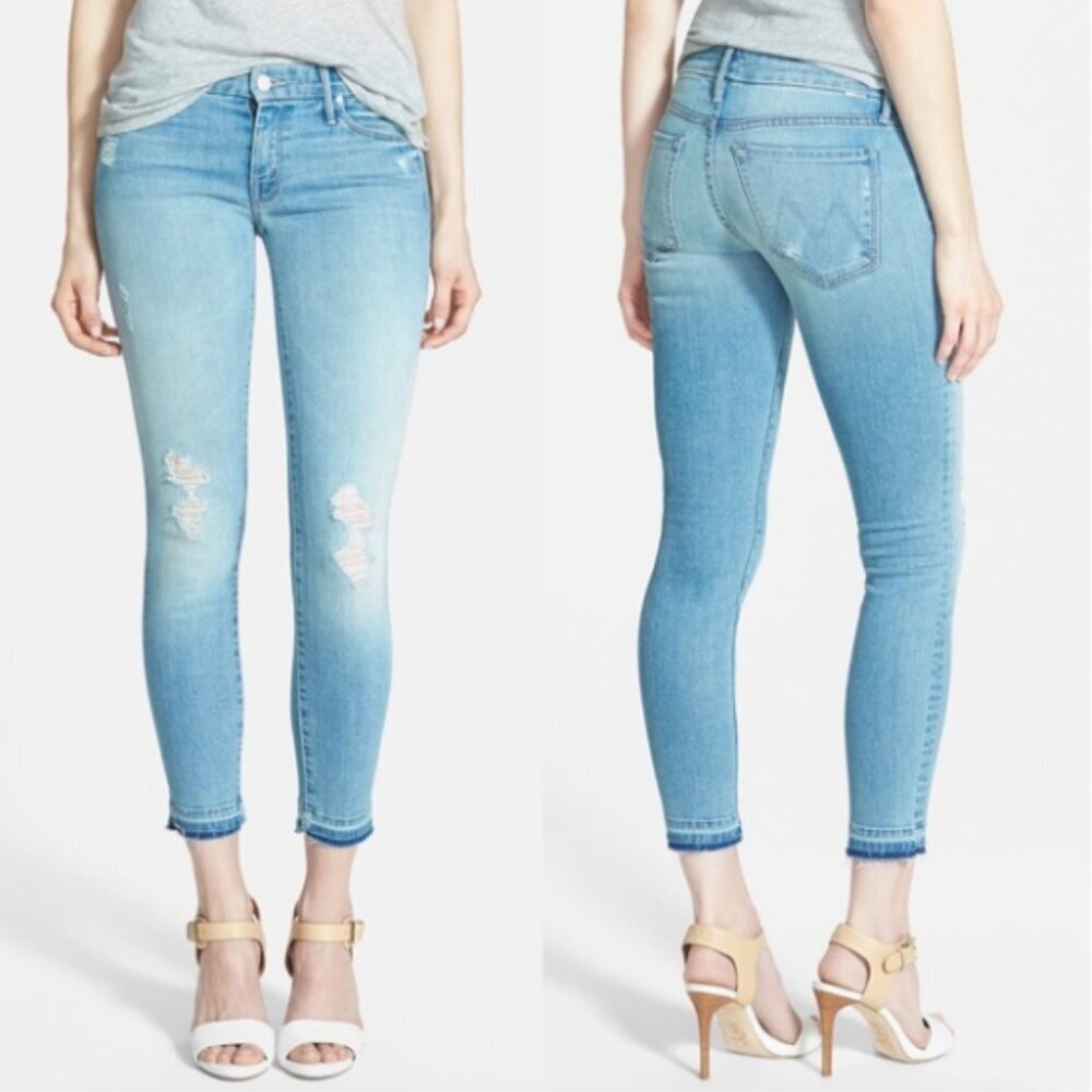 MOTHER Undone Hem Looker Crop Jean Cliffhanger Wash 24